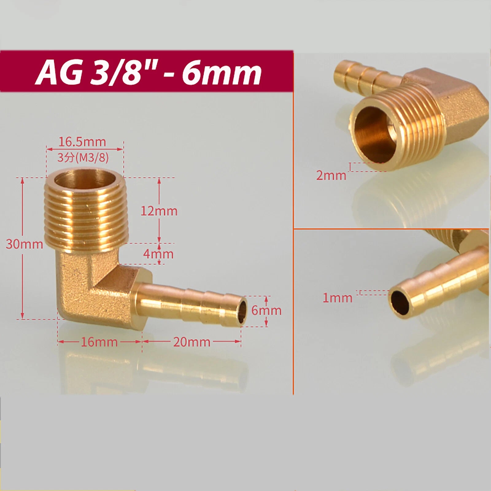 Brass 90° BSP Male Elbow x Barbed Hose Tail Fitting – Air & Water Pipe Connector