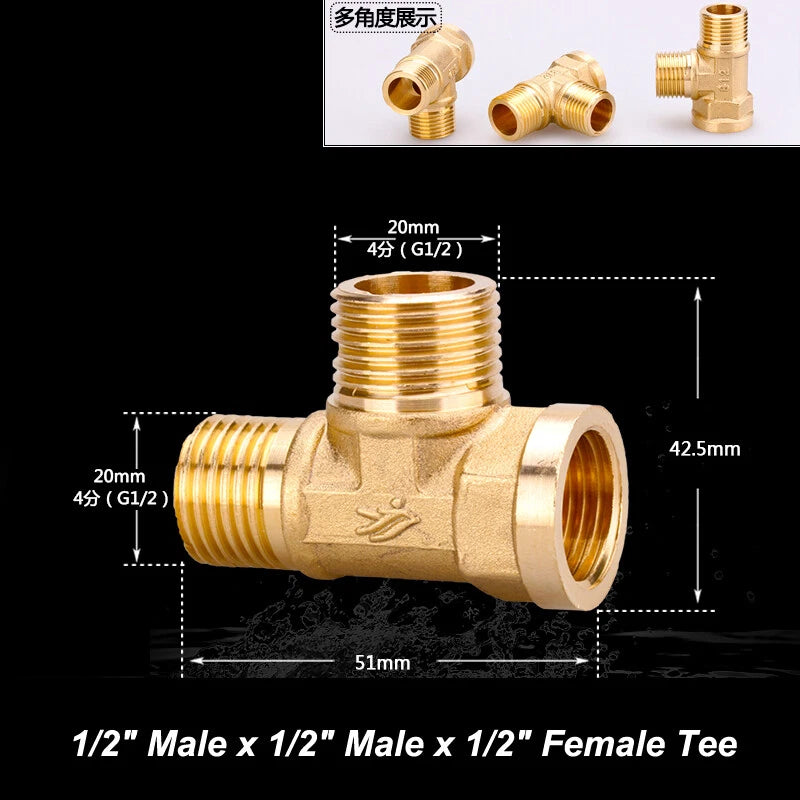 1/2" & 3/4" BSP Brass Pipe Fittings — Nipple, Elbow, Tee, Cross, Union, Plug & Bushing