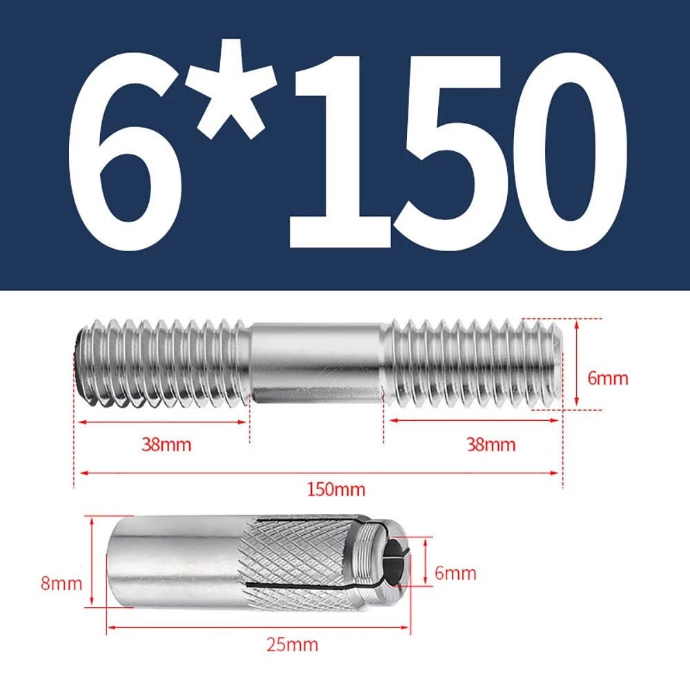 Stainless Steel A4 Expansion Bolts Threaded Stud Rod M6–M12 Extra Long - HomeDIYer