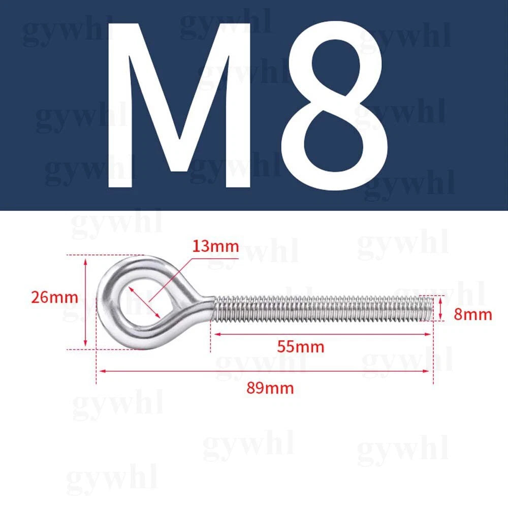 Heavy Duty Stainless Threaded Eye Hook Bolt Ring Bolts for Garden Fence Projects