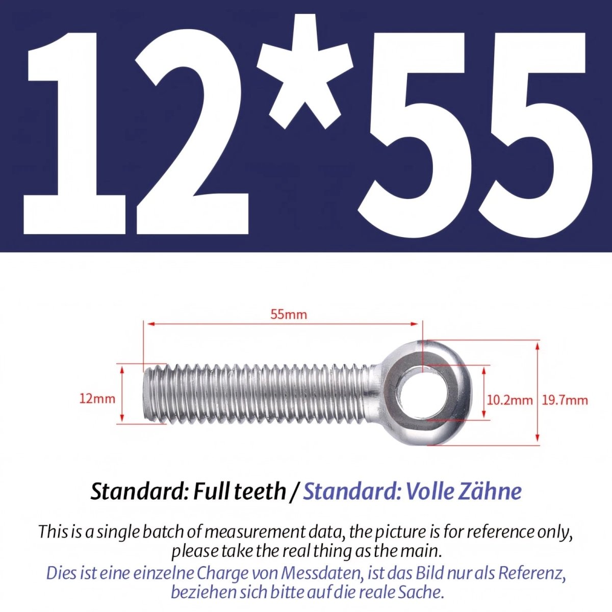 M12 M14 Stainless Steel Eye Bolts – Threaded Ring for Catenary Wire & Hanging - HomeDIYer