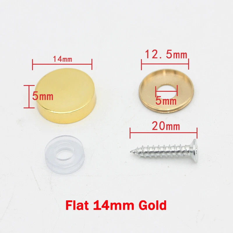 Mirror Screws Cap – Brass Chrome Decorative Cover Caps (10mm to 25mm) for Glass & Furniture – Silver/Gold