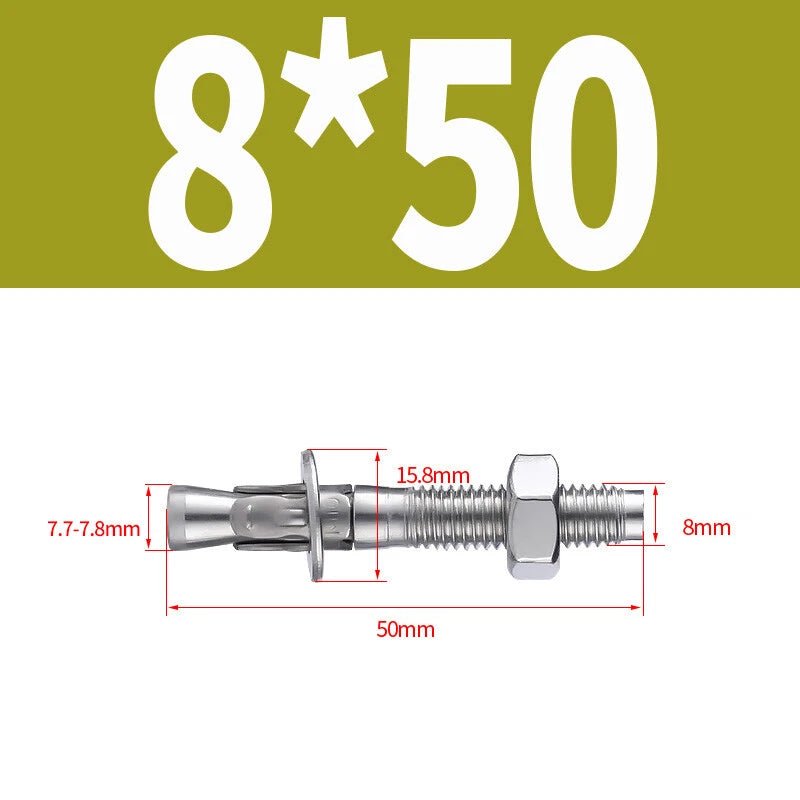 Stainless Steel Through Bolts – Wall Expansion Anchor Bolts M6 M8 M10 M12 M16 - HomeDIYer