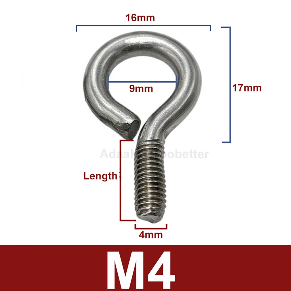 M3 M4 M5 M6 M8 M10 Stainless Steel Eye Screws Ring Hooks Eye Bolts Closed Screws