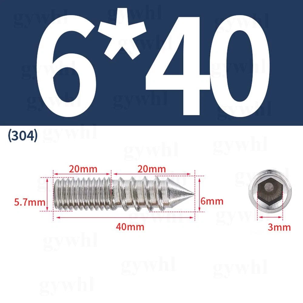 Wood To Metal Dowels Double Ended Threaded Furniture Screws M3 M4 M5 M6 8 10 M12