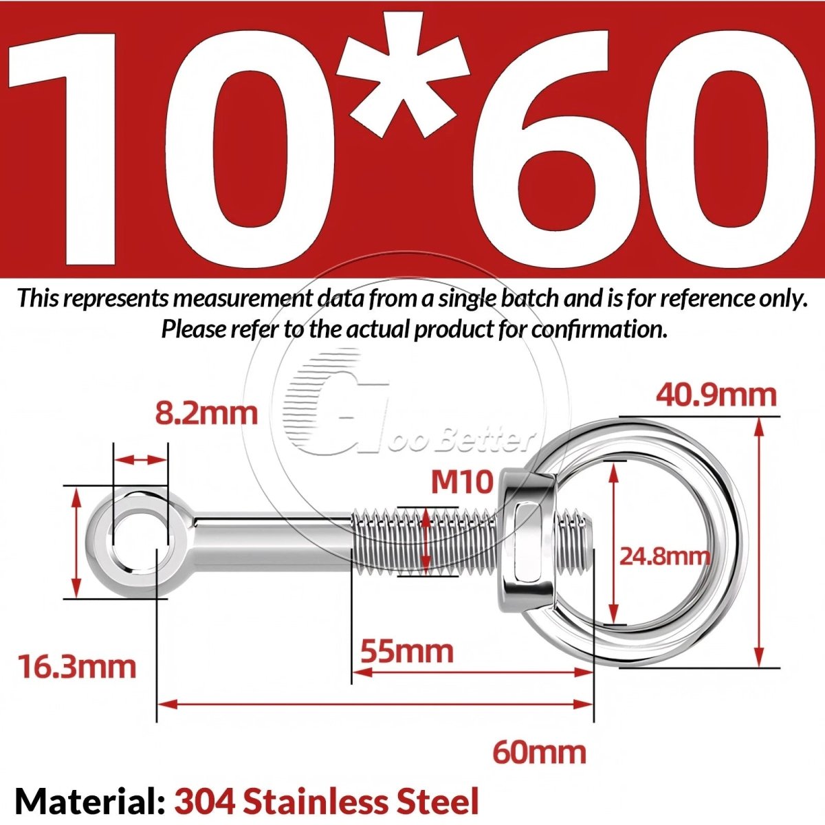 M10 M12 M14 Stainless Steel Eye Bolt & Eye Nut Set — A2 - 304, Threaded Lifting Ring - HomeDIYer