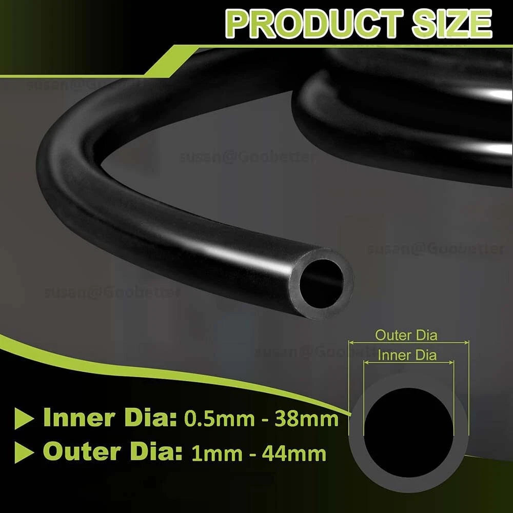 Silicone Hose Pipe Tube Water Air Black Rubber Tubing Tube ID 0.5mm to 38mm