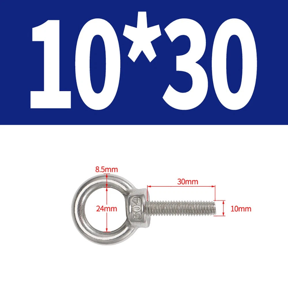 A2 Stainless Steel Eye Bolts DIN 580 — M10 M12 M14 M16 M18 M20 M24 Lifting Ring Bolt