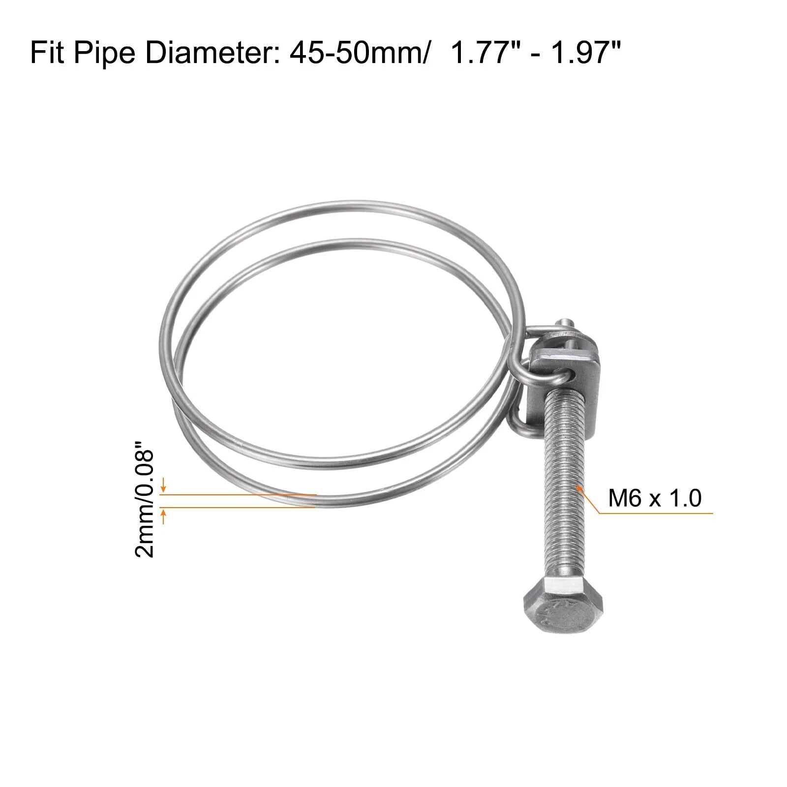 Double Wire Hose Clips - Stainless Steel, Pond Pipe Koi Fish Fitting Pump 9 -300