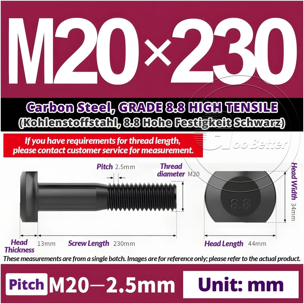 T - Slot Bolts M6 to M20 | Grade 8.8 High Tensile | T - Track Bolts 16mm–500mm - HomeDIYer