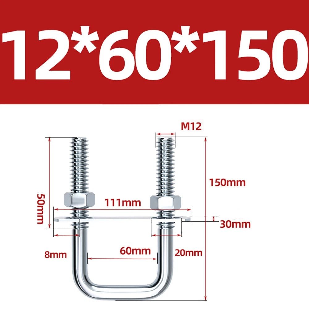 Square U - Bolts with Plate and Nuts – M6 M8 M10 M12 Zinc Plated, Trailer & Pipe Clamp Fasteners - HomeDIYer