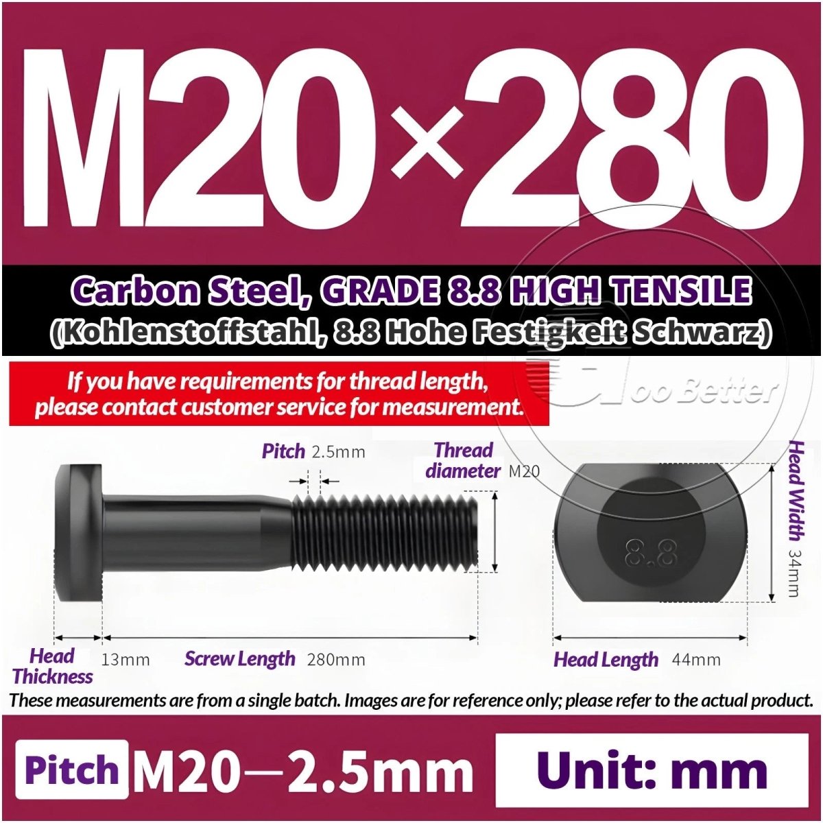 T - Slot Bolts M6 to M20 | Grade 8.8 High Tensile | T - Track Bolts 16mm–500mm - HomeDIYer