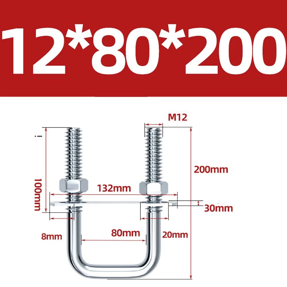 Square U - Bolts with Plate and Nuts – M6 M8 M10 M12 Zinc Plated, Trailer & Pipe Clamp Fasteners - HomeDIYer