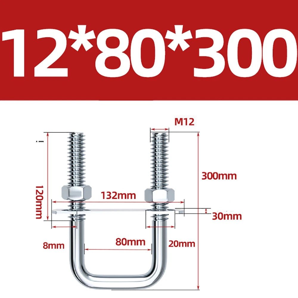 Square U - Bolts with Plate and Nuts – M6 M8 M10 M12 Zinc Plated, Trailer & Pipe Clamp Fasteners - HomeDIYer