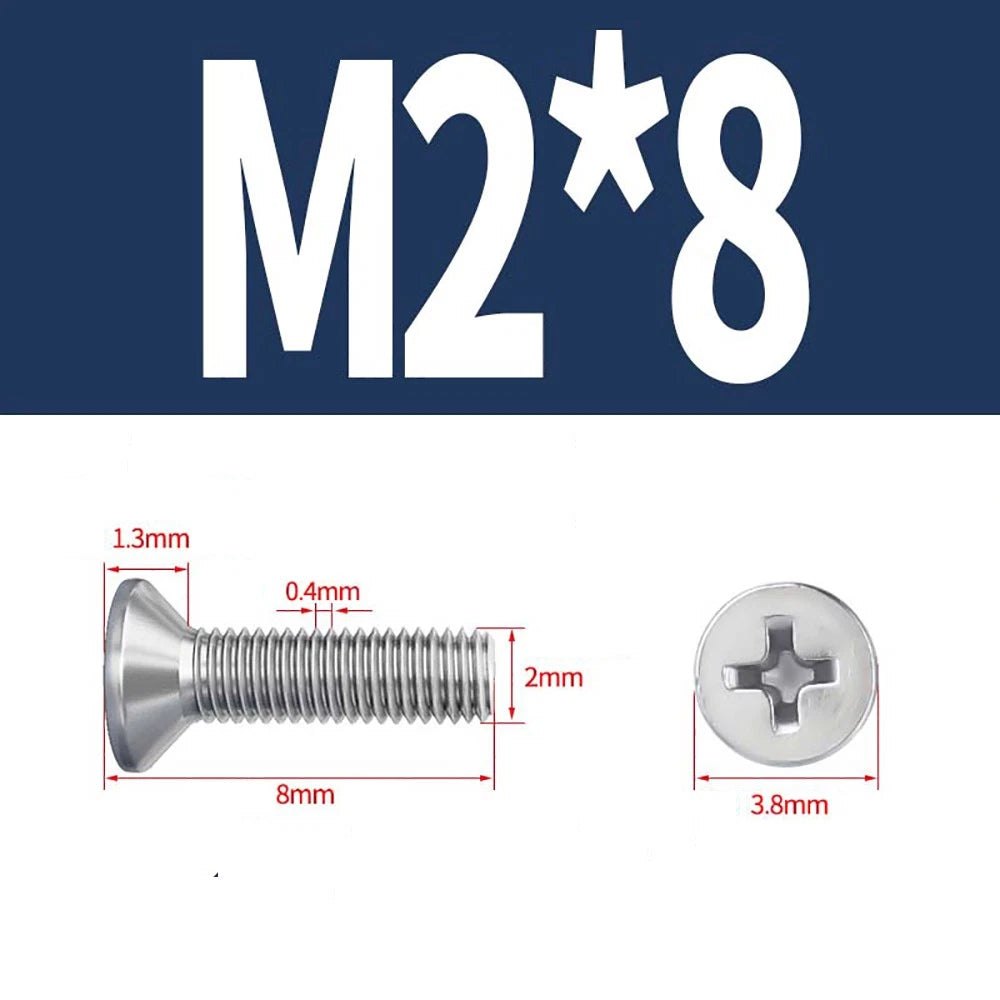 M2–M8 A4 Stainless Steel Phillips Countersunk Screws – Marine Grade, DIN 965, Fully Threaded (3–100mm)