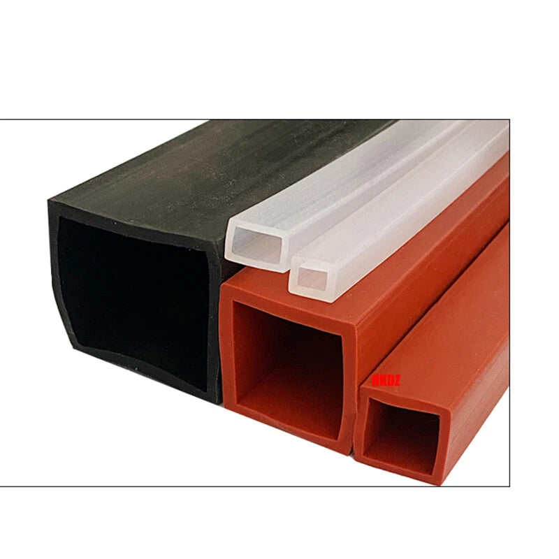 Square Silicone Rubber Hollow Tube Pipe Protector Seal Strips Width 2.5mm~108mm