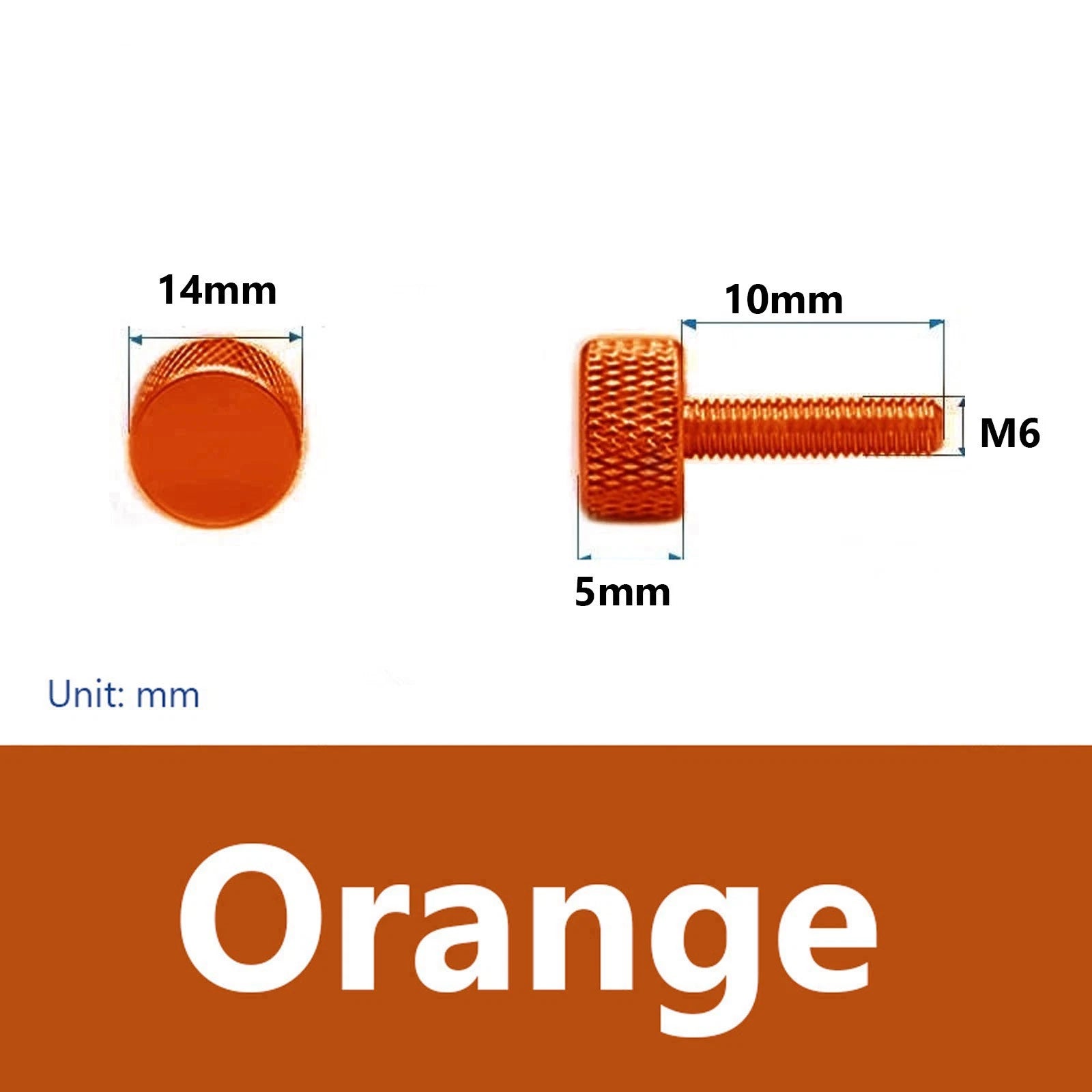 Knurled Thumb Screws M6 x 10mm Aluminum Alloy DIY Hand Tighten Grip Knob Bolts