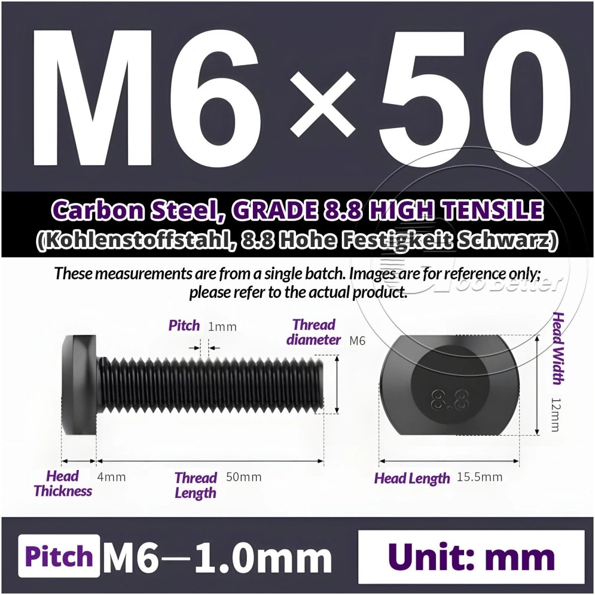 T - Slot Bolts M6 to M20 | Grade 8.8 High Tensile | T - Track Bolts 16mm–500mm - HomeDIYer