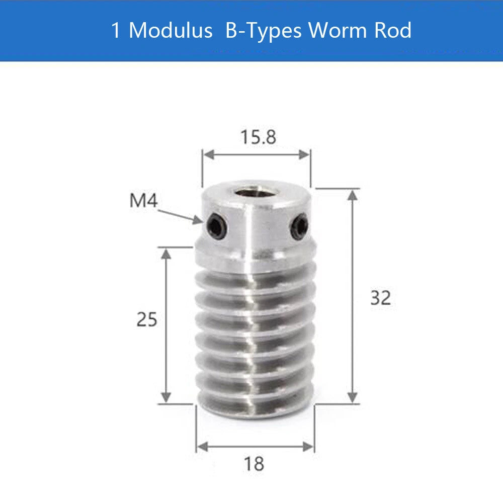 1 Modulus 15-60T Brass Worm Wheel Gear Pitch 3.14mm Transmission Gear,Worm Rod