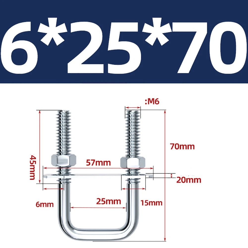 Square U - Bolts with Plate and Nuts – M6 M8 M10 M12 Zinc Plated, Trailer & Pipe Clamp Fasteners - HomeDIYer