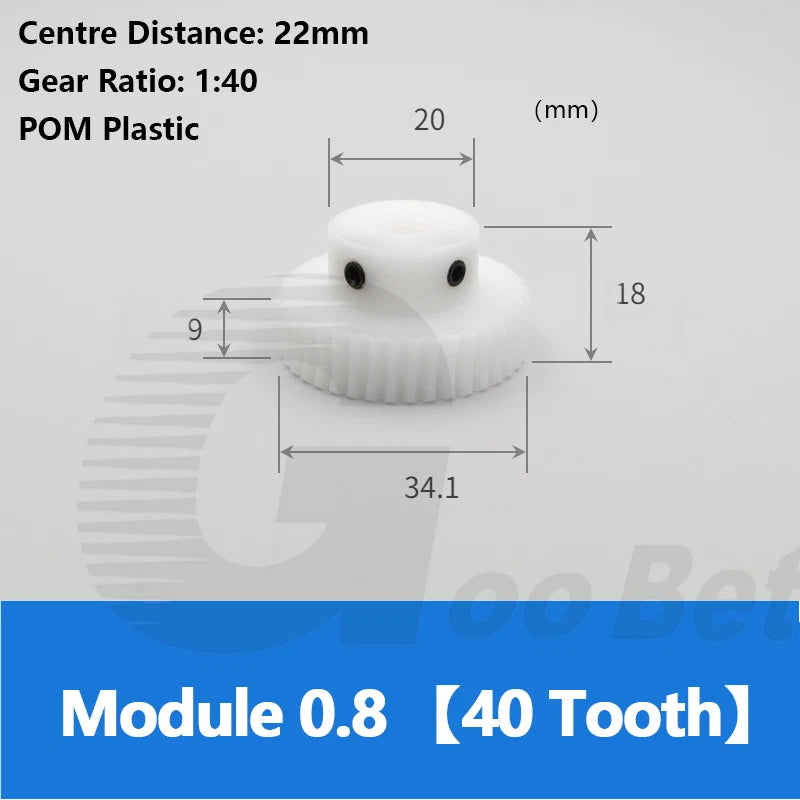 Worm Gear Wheel Module 0.8 POM Plastic 20 - 60 Tooth Worm Shaft Stainless Steel