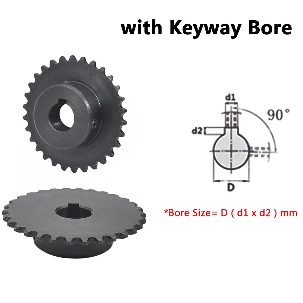 Simplex Sprocket Wheel for #25 (04C) Roller Chain, 9-40T, Pitch 1/4" Bore 6-20mm