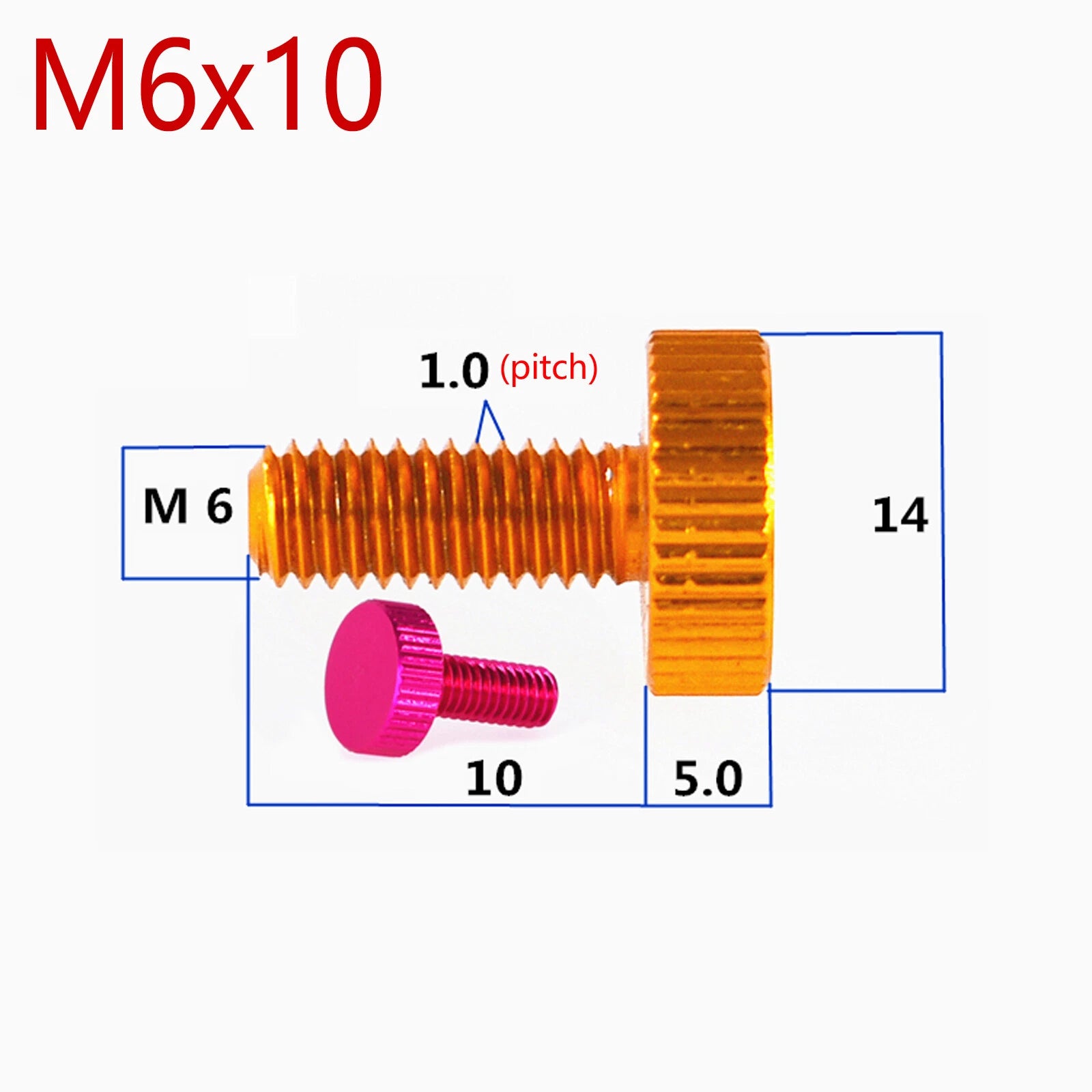 M5 M6 Knurled Thumb Screws Aluminum Alloy Multicolour Round Hand Grip Knob Bolts