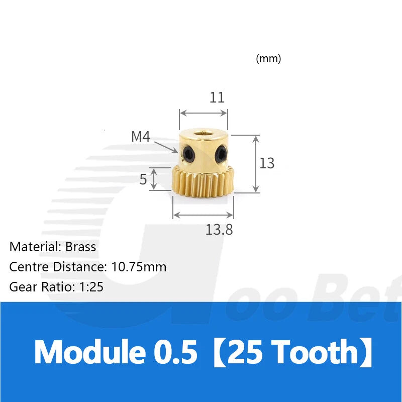 Mod 0.5 Worm Gear Wheel Brass 20-60 Tooth Worm Shaft Steel C45-Stainless Steel