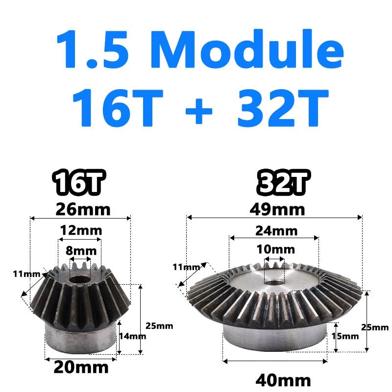 Precision Bevel Gears 0.5/1/1.5/2/2.5 Module 12/24 Teeth -35/70 Teeth Bevel Gear