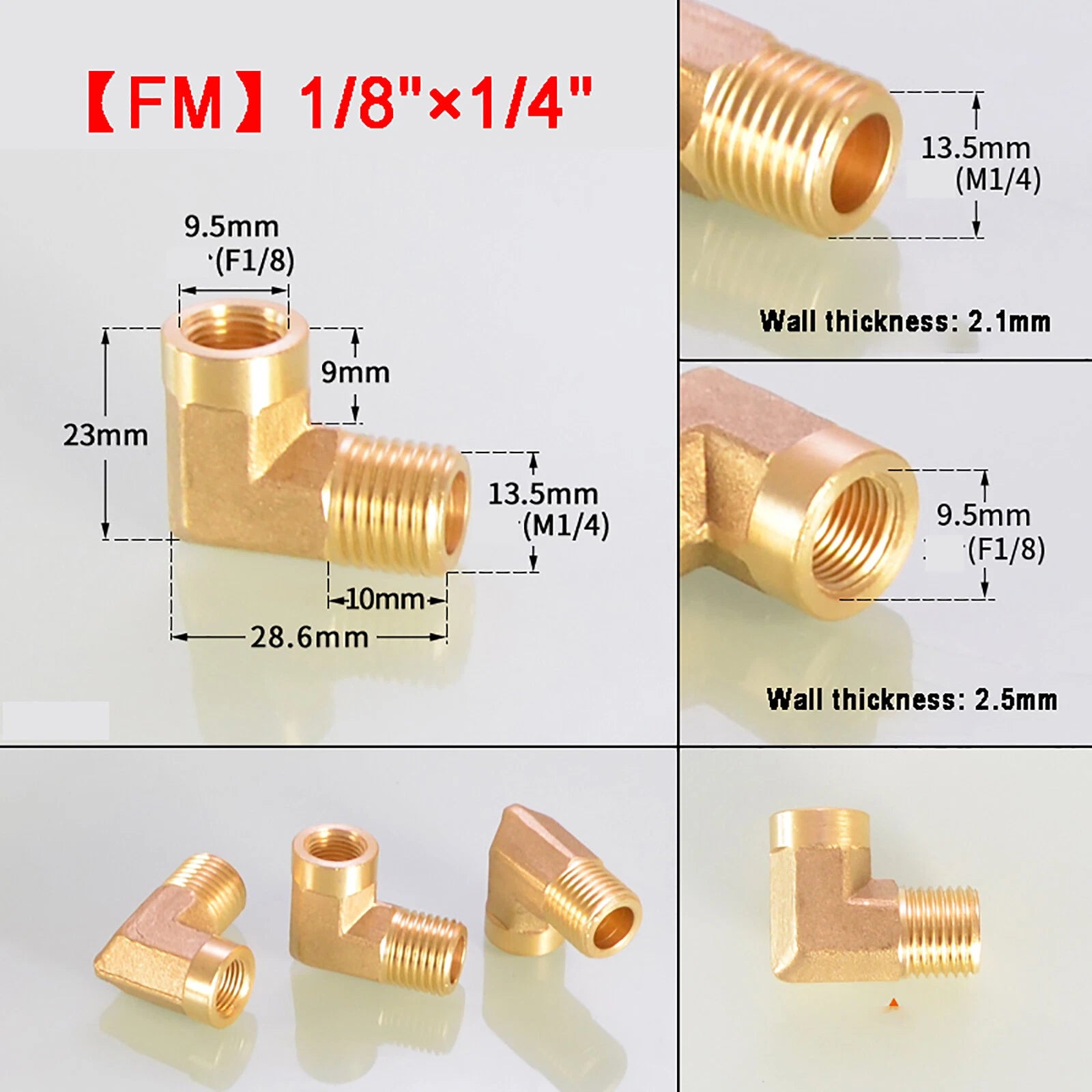 Brass 90° Elbow BSP Threaded Pipe Fitting — Equal & Reducer, 1/8" to 1/2"