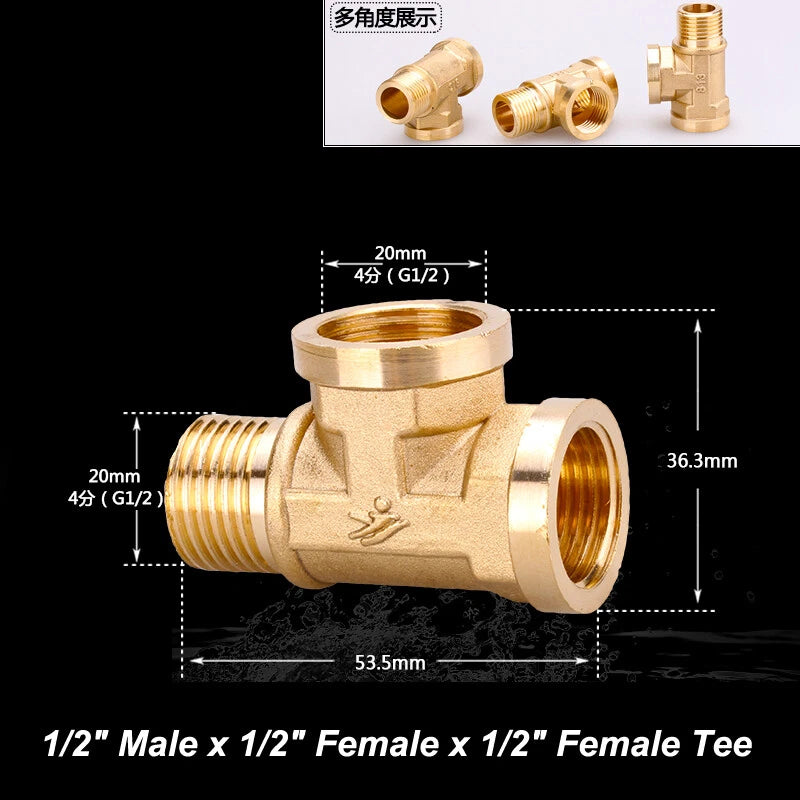 1/2" & 3/4" BSP Brass Pipe Fittings — Nipple, Elbow, Tee, Cross, Union, Plug & Bushing