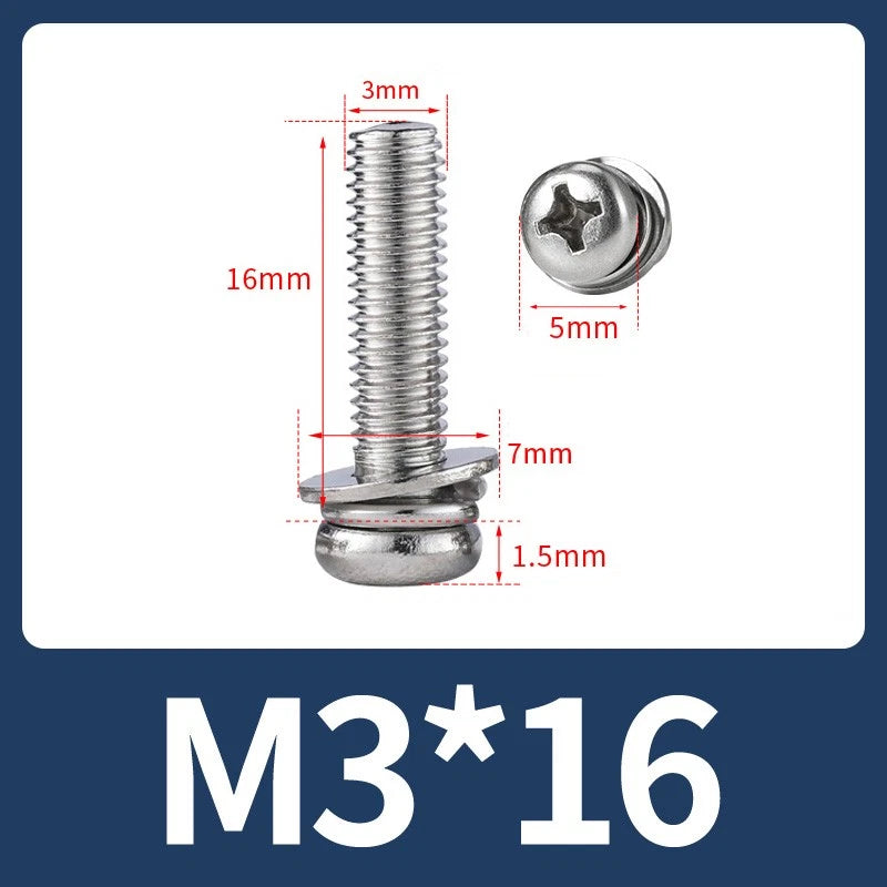 M3 M4 M5 M6 A4 Stainless Steel Bolt, Nut & Washer Set – Phillips Pan Head Marine Grade (316)