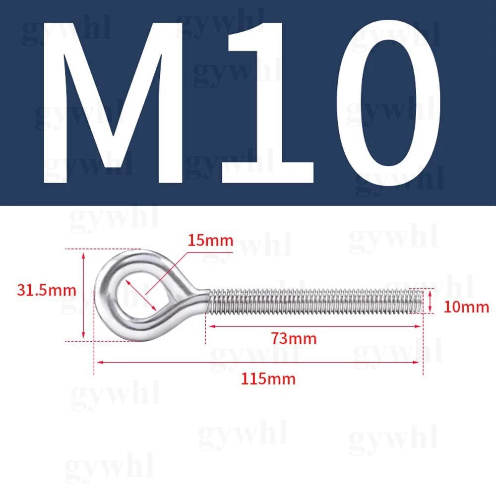 Heavy Duty Stainless Threaded Eye Hook Bolt Ring Bolts for Garden Fence Projects