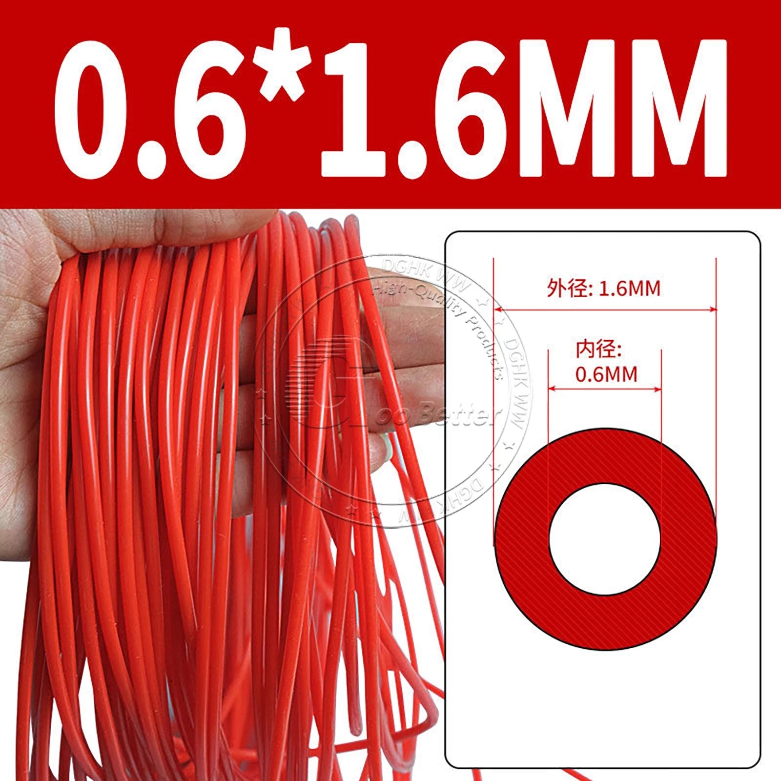 Red Food Grade Silicone Capillary Tube — ID 0.3mm to 4mm, 10 Meter