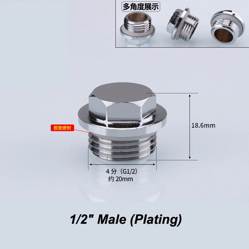 Brass BSP Blanking Cap Plug — 1/8" to 2" Male & Female Stop End with Washer