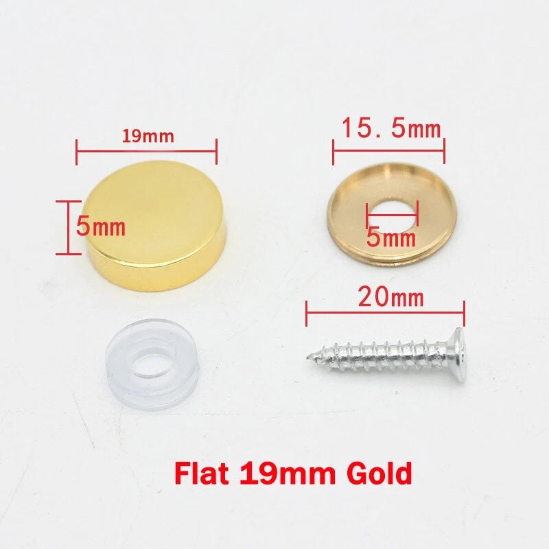 Mirror Screws Cap – Brass Chrome Decorative Cover Caps (10mm to 25mm) for Glass & Furniture – Silver/Gold