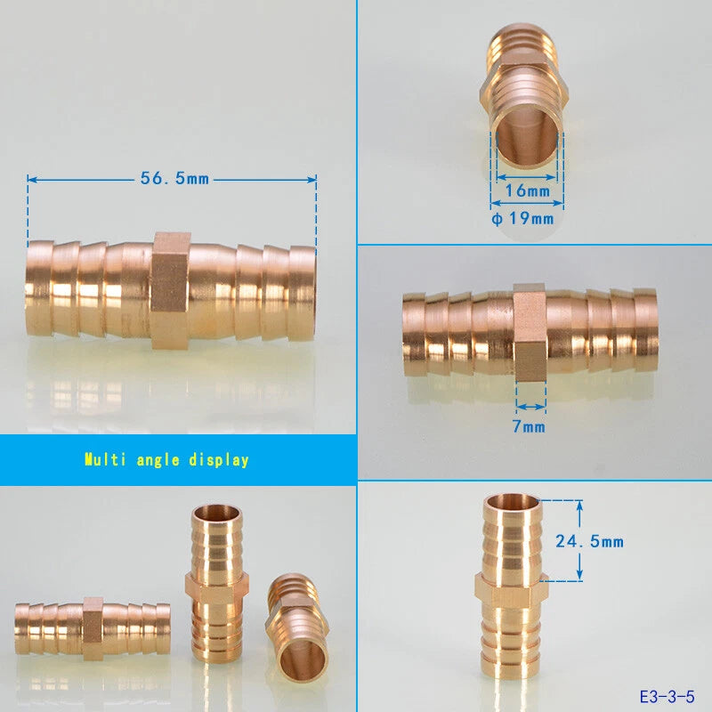 Brass Hose Tail Fittings – Barb Connector Straight Tee Y-Shape 90° Elbow Cross | Air Water Pipe Adapter