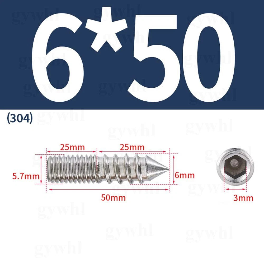 Wood To Metal Dowels Double Ended Threaded Furniture Screws M3 M4 M5 M6 8 10 M12
