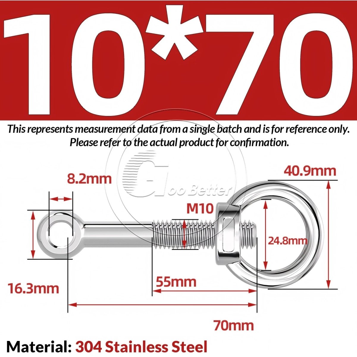 M10 M12 M14 Stainless Steel Eye Bolt & Eye Nut Set — A2 - 304, Threaded Lifting Ring - HomeDIYer