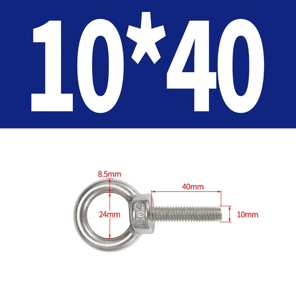 A2 Stainless Steel Eye Bolts DIN 580 — M10 M12 M14 M16 M18 M20 M24 Lifting Ring Bolt