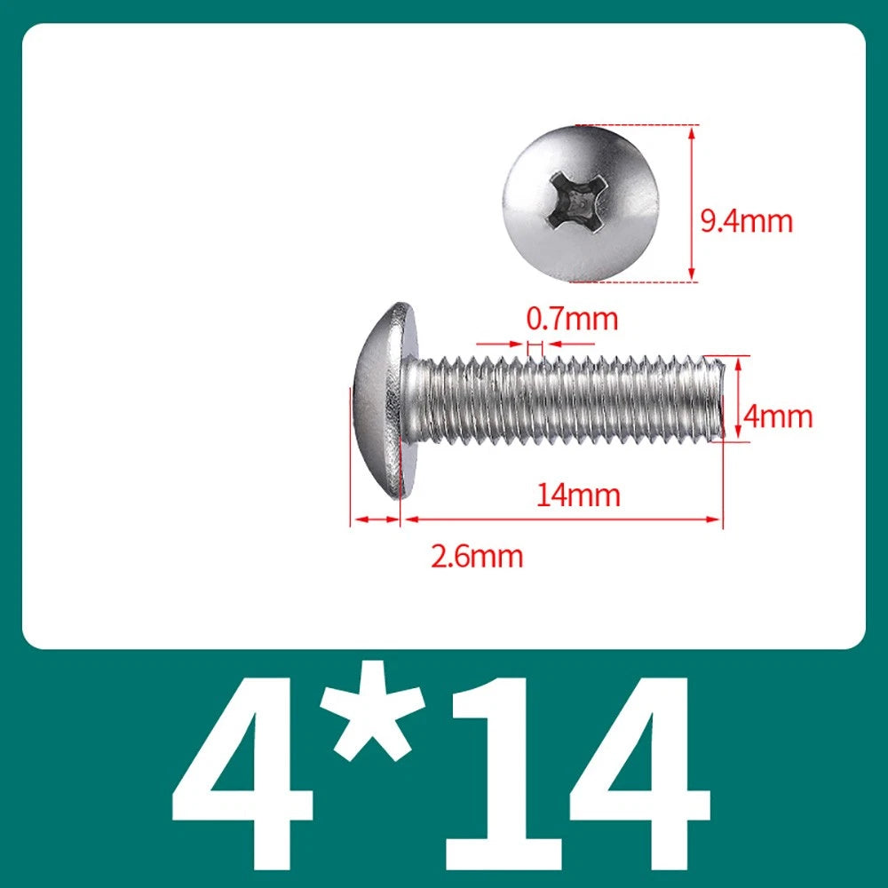 M4-M8 Phillips Truss Head Machine Screw Large Flat Head Screws Stainless Steel