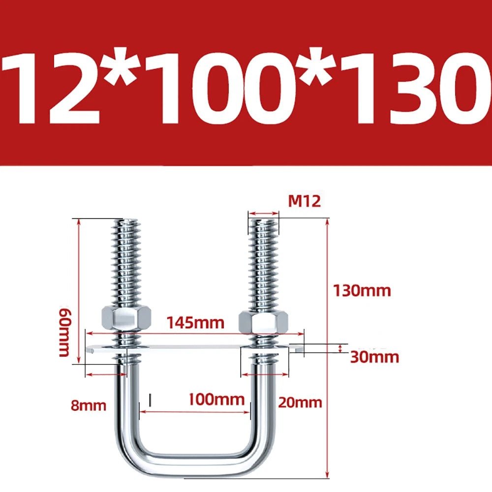 Square U - Bolts with Plate and Nuts – M6 M8 M10 M12 Zinc Plated, Trailer & Pipe Clamp Fasteners - HomeDIYer