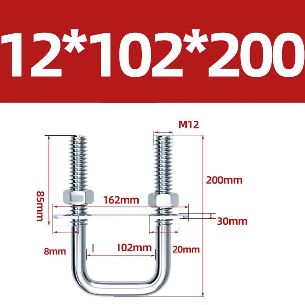 Square U - Bolts with Plate and Nuts – M6 M8 M10 M12 Zinc Plated, Trailer & Pipe Clamp Fasteners - HomeDIYer