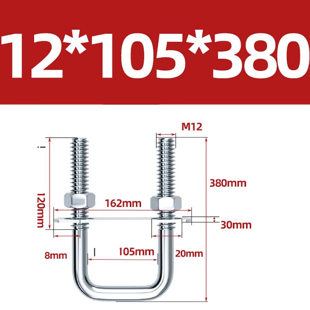 Square U - Bolts with Plate and Nuts – M6 M8 M10 M12 Zinc Plated, Trailer & Pipe Clamp Fasteners - HomeDIYer