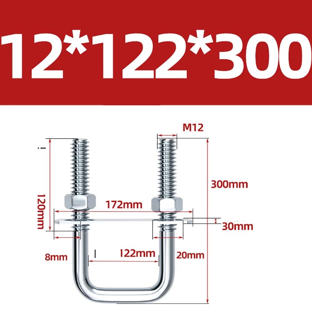 Square U - Bolts with Plate and Nuts – M6 M8 M10 M12 Zinc Plated, Trailer & Pipe Clamp Fasteners - HomeDIYer