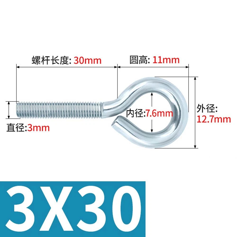 M3–M12 Galvanised Eye Screws | Metric Closed Eye Bolts & Threaded Ring Hooks