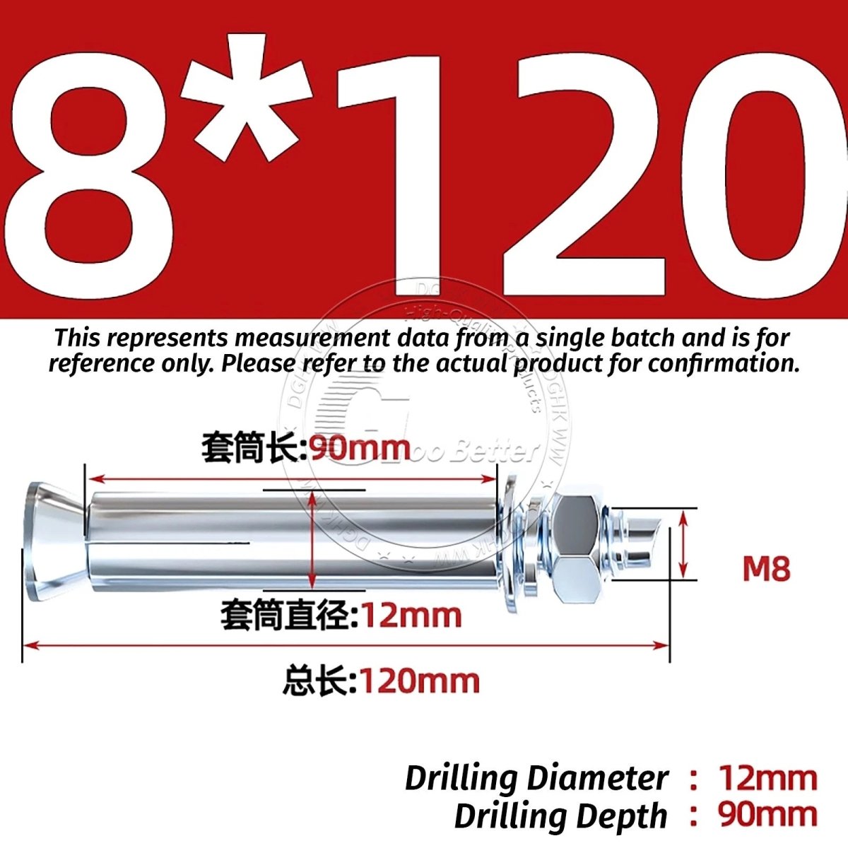 Concrete Expansion Anchor Bolts M6–M20, Extra Long Masonry Wall Screws – Iron Blue White Zinc / Iron - colour Zinc - HomeDIYer