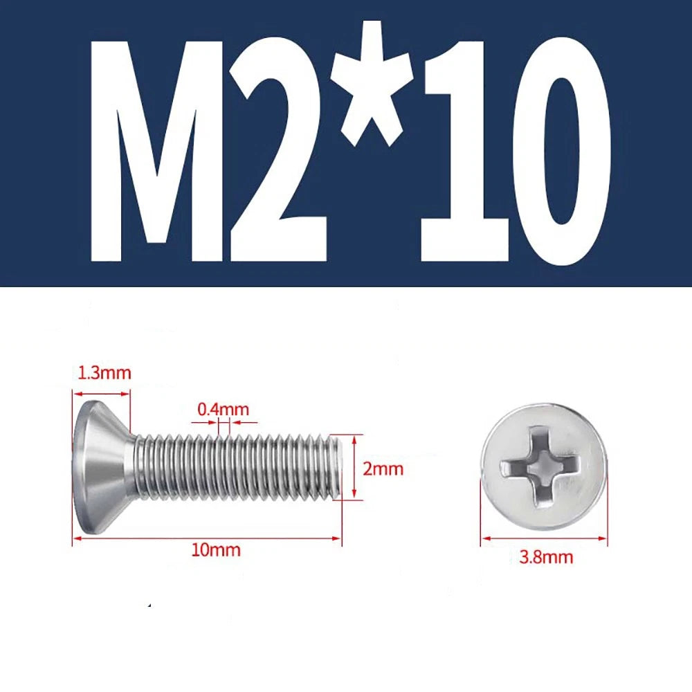 M2–M8 A4 Stainless Steel Phillips Countersunk Screws – Marine Grade, DIN 965, Fully Threaded (3–100mm)