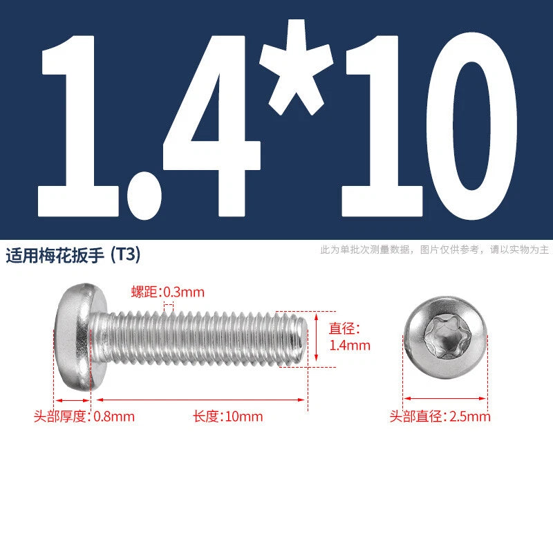 M1.6 M2 M3 M4 M5 M6 M8 M10 Torx Pan Head Machine Screws Bolts A2 Stainless Steel