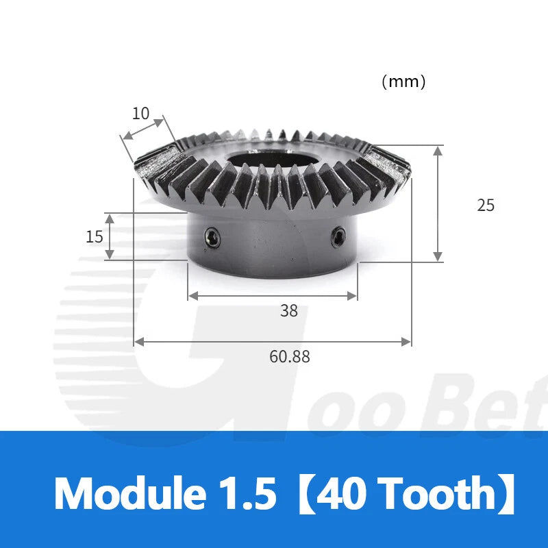 Module 1.5 Bevel Gear C45 Steel 1:2 Ratio 15 18 20 30 36 40 Tooth 90° Hard Black